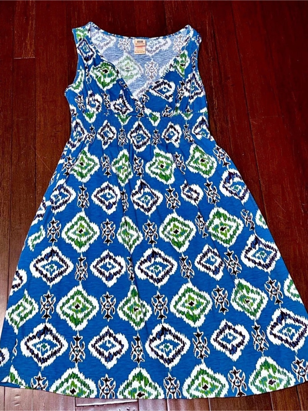 Faded Glory Geometric Mini Dress Blue & Green Size XL